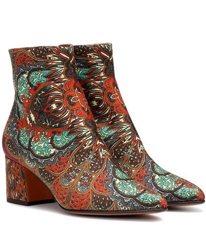 Etro Printed Satin Ankle Boots