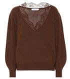 Ryan Roche Lace-trimmed Cashmere Sweater