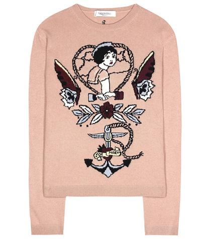 Valentino Intarsia Wool And Cashmere Sweater