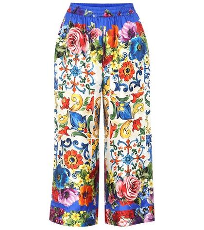 Dolce & Gabbana Printed Silk Cropped Pants