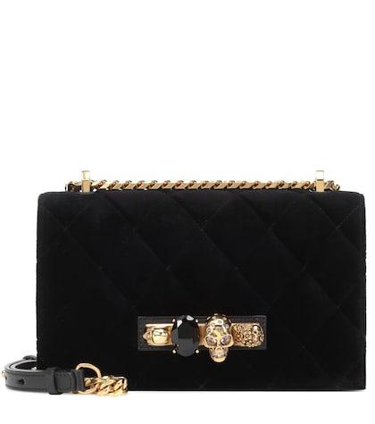 Alexander Mcqueen Jewelled Velvet Shoulder Bag