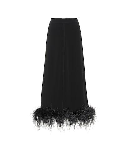 Co Feather-trimmed Crêpe Midi Skirt