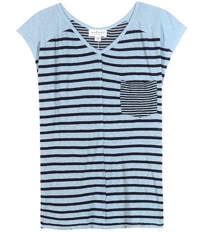 Velvet Beaumont Striped Linen-blend T-shirt