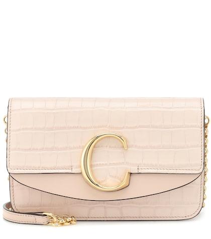 Chlo Chloé C Croc-effect Leather Clutch