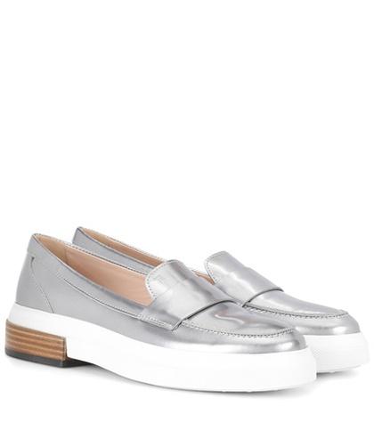 Tod's Metallic Leather Loafers