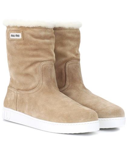 Roger Vivier Suede And Shearling Ankle Boots