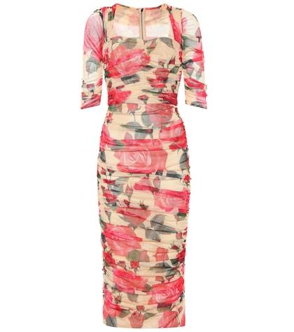 Dolce & Gabbana Floral Tulle Midi Dress