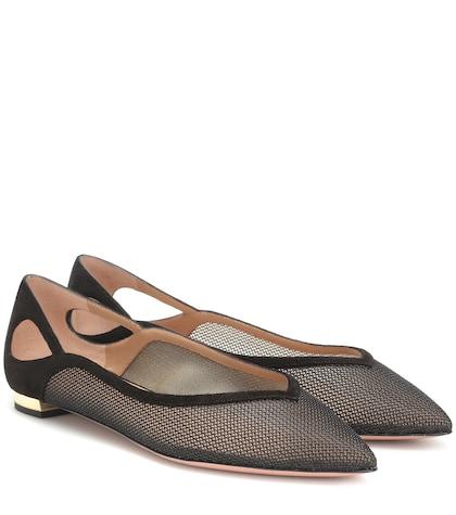 Chlo Shiva Suede And Mesh Ballet Flats