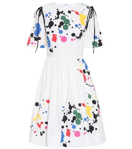 Oscar De La Renta Printed Stretch Cotton Dress