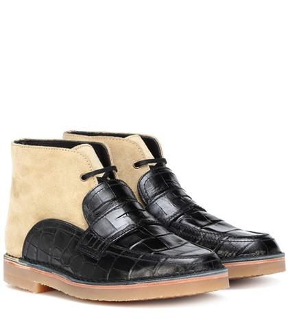 Roger Vivier Leather And Suede Ankle Boots
