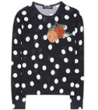 Carven Embellished Polka-dotted Silk Sweater