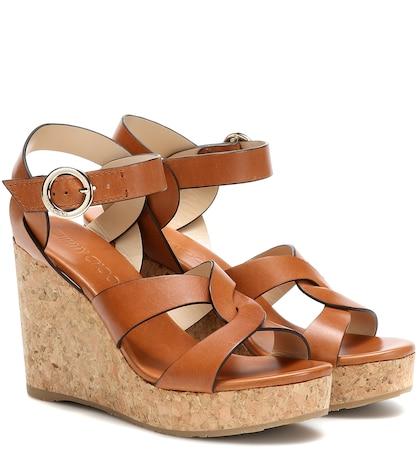 Aquazzura Aleili 100 Leather Wedge Sandals
