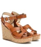 Aquazzura Aleili 100 Leather Wedge Sandals