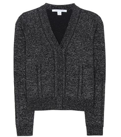 Diane Von Furstenberg Adelyn Metallic Wool-blend Cardigan