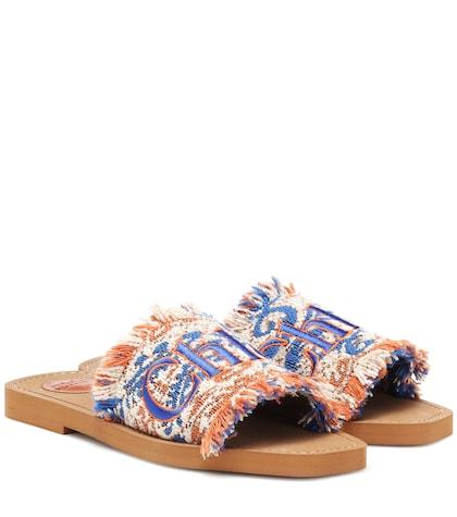 Chlo Embroidered Tweed Sandals