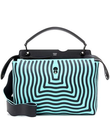 Fendi Dotcom Leather And Velvet Shoulder Bag