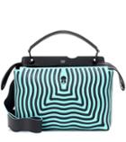 Fendi Dotcom Leather And Velvet Shoulder Bag