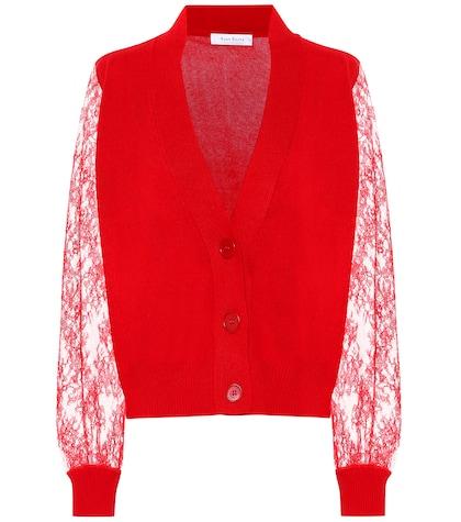 Ryan Roche Lace-trimmed Cashmere Cardigan