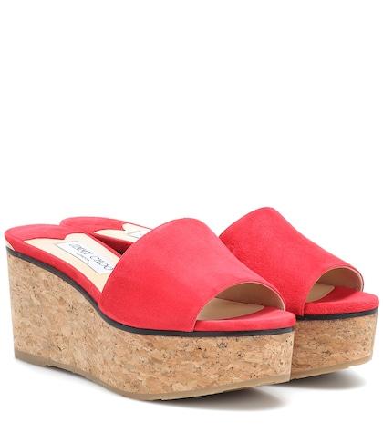Bottega Veneta Deedee 80 Suede Wedge Sandals