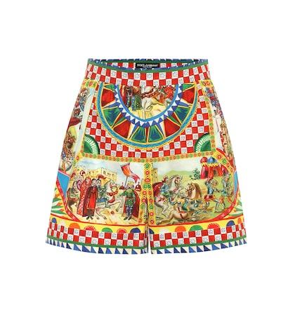 Dolce & Gabbana Printed High-rise Cotton Shorts