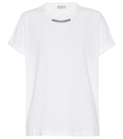 Prada Embellished Stretch Cotton T-shirt