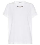 Prada Embellished Stretch Cotton T-shirt