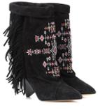 Isabel Marant Lesten Embroidered Suede Ankle Boots
