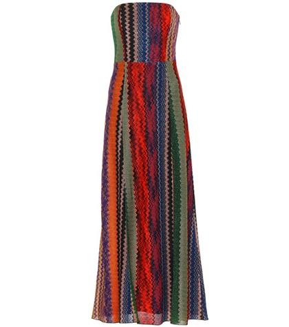 Prada Strapless Striped Maxi Dress