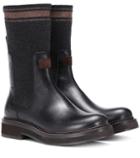 Brunello Cucinelli Cashmere And Leather Ankle Boots