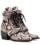 Chlo Rylee Snake-embossed Leather Ankle Boots