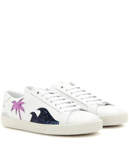 Saint Laurent Court Classic Sl/06 Sea, Sex & Sun Embellished Leather Sneakers