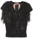 N21 Ostrich Feather-trimmed Sweater