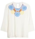 Ancient Greek Sandals Athena Embroidered Crêpe Blouse