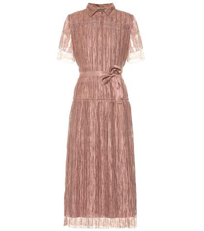Bottega Veneta Lace-trimmed Silk Midi Dress