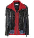 Balenciaga Denim-trimmed Leather Jacket