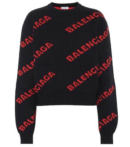 Balenciaga Logo Intarsia Wool-blend Sweater