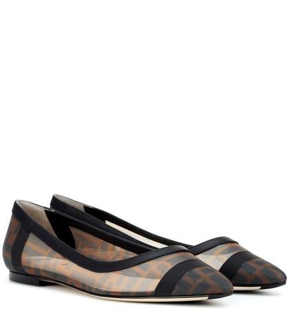 Chlo Leather-trimmed Ballerinas