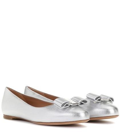 Salvatore Ferragamo Varina Metallic Leather Ballerinas
