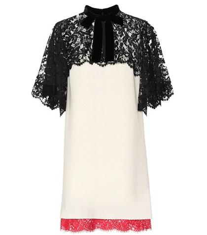 Gucci Lace-trimmed Crêpe Minidress