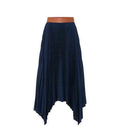 Loewe Leather-trimmed Pleated Skirt