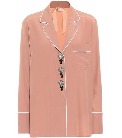 Victoria Beckham Embellished Silk-blend Shirt