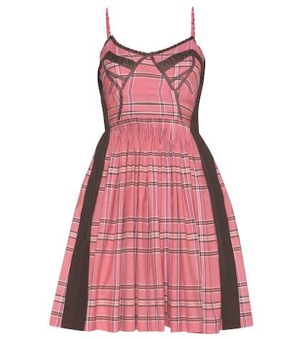 Vika Gazinskaya Lace-trimmed Check Cotton Dress