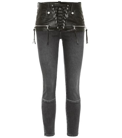 Unravel Leather-trimmed Jeans