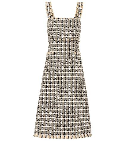 Oscar De La Renta Cotton And Wool Blend Tweed Dress