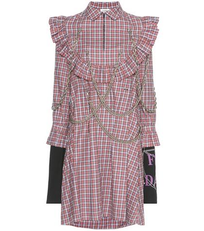 Olympia Le-tan Embellished Plaid Cotton Dress