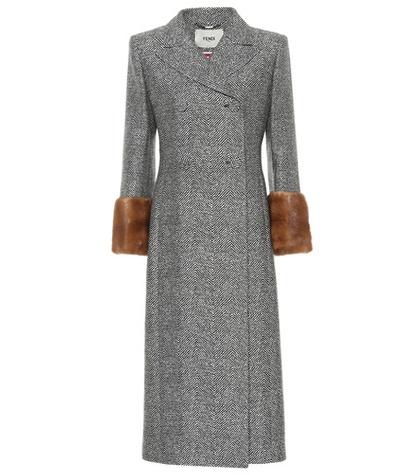 Fendi Mink Fur-trimmed Wool And Silk Coat