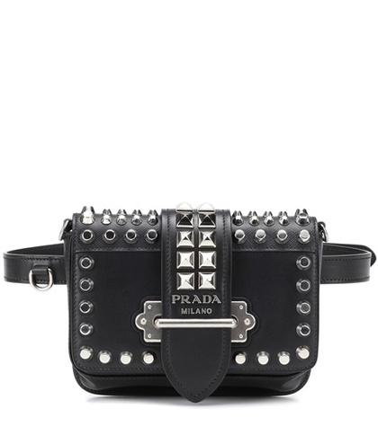 Prada Cahier Studded Leather Belt Bag