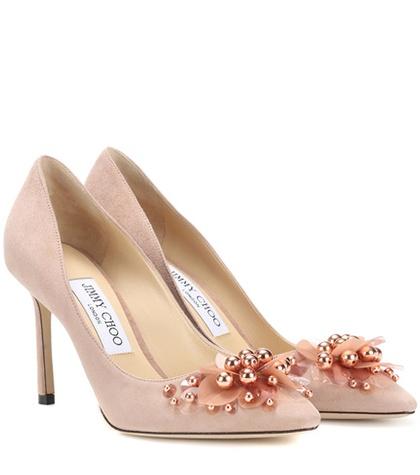Diane Von Furstenberg Romy 85 Embellished Suede Pumps