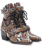 Monique Lhuillier Rylee Printed Leather Ankle Boots