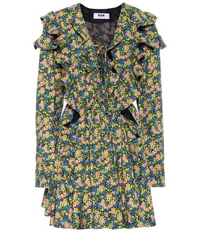 Msgm Floral-printed Cotton Minidress